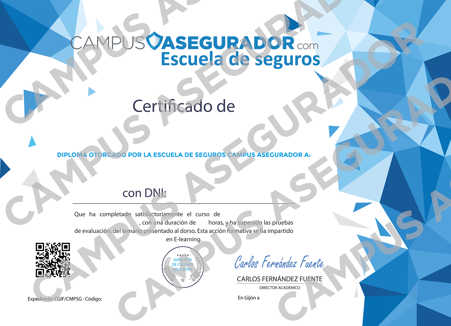 Diploma Acreditativo distribuidor de seguros nivel 2 - PRUEBA DIPLOMA WEB - Distribuidor de Seguros Nivel 2 con Nivel 3